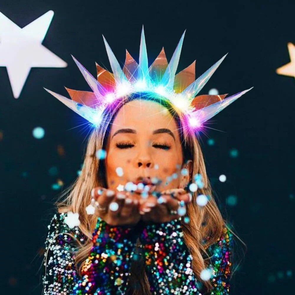 Light Up Headband LED Rave Hair Hoop Costume Accessories for Women Girls